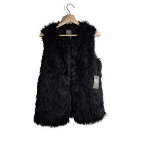 Vince Camuto Black Faux Fur Vest Size Small